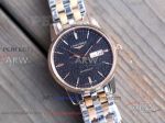 Perfect Replica Longines Black Sand Dial Index Markers Rose Gold Bezel 40mm Men's Watch
